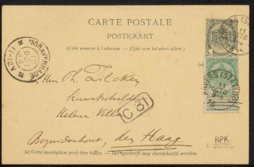 Postcard to Philip Zilcken