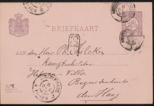 Postcard to Philip Zilcken