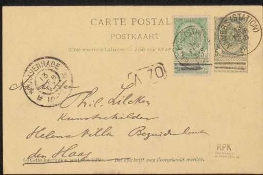 Postcard to Philip Zilcken