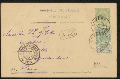 Postcard to Philip Zilcken