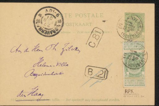 Postcard to Philip Zilcken