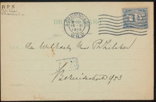 Postcard to Philip Zilcken