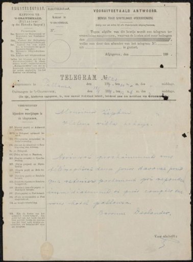 Telegram to Philip Zilcken