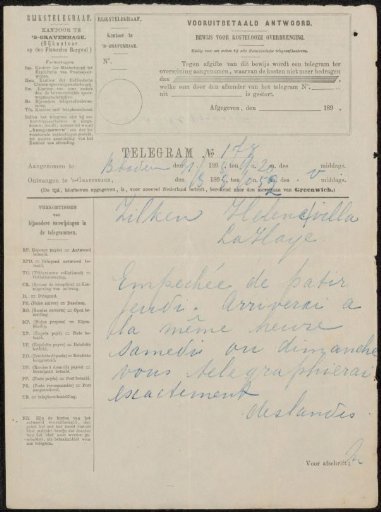 Telegram to Philip Zilcken