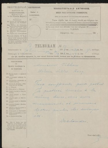 Telegram to Philip Zilcken