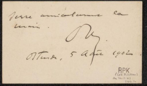 Visiting card to Philip Zilcken