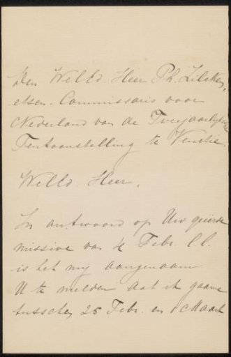 Letter to Philip Zilcken