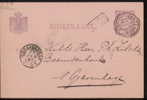 Postcard to Philip Zilcken