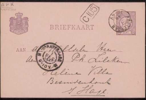 Postcard to Philip Zilcken