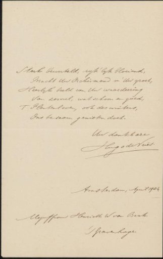 Letter to Henriette Wilhelmina van Baak