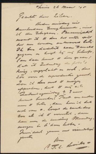 Letter to Philip Zilcken