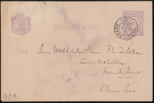 Postcard to Philip Zilcken