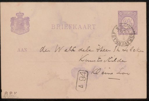 Postcard to Philip Zilcken