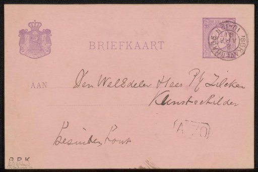Postcard to Philip Zilcken