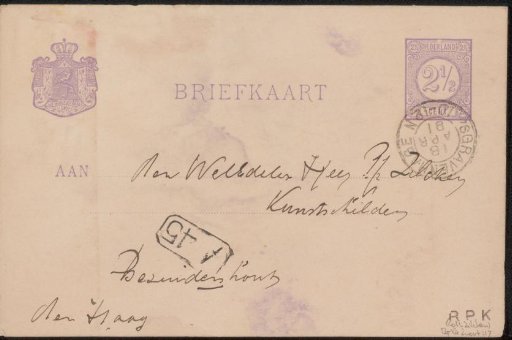 Postcard to Philip Zilcken