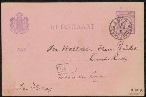 Postcard to Philip Zilcken