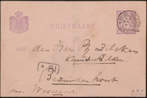 Postcard to Philip Zilcken