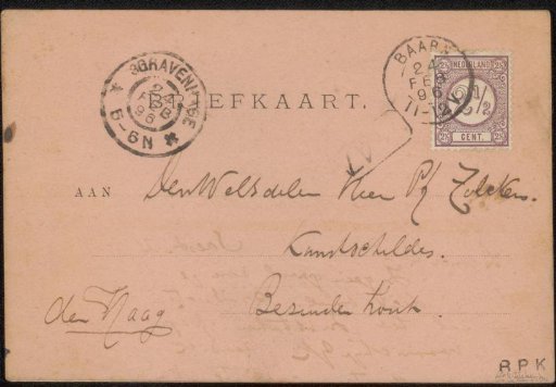 Postcard to Philip Zilcken