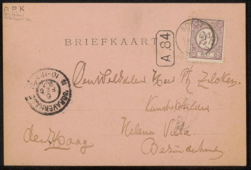 Postcard to Philip Zilcken