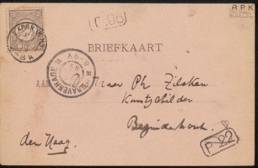 Postcard to Philip Zilcken