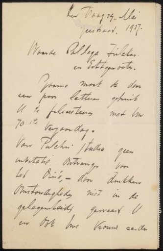 Letter to Philip Zilcken and Henriette Wilhelmina van Baak