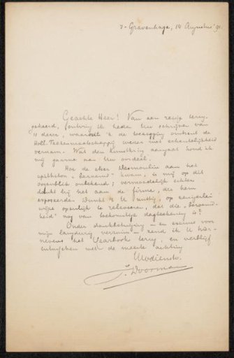 Letter to Philip Zilcken