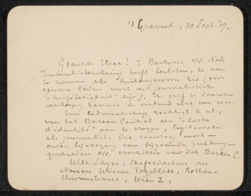 Letter to Philip Zilcken