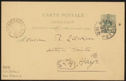 Postcard to Philip Zilcken
