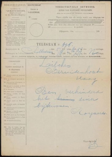 Telegram to Philip Zilcken