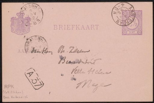 Postcard to Philip Zilcken