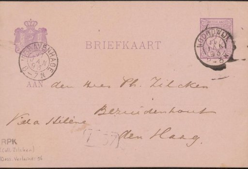 Postcard to Philip Zilcken