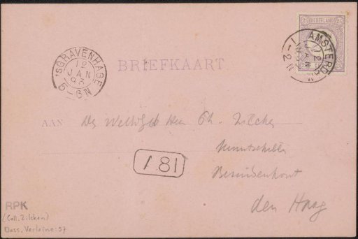 Postcard to Philip Zilcken