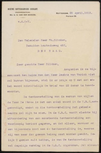 Letter to Philip Zilcken