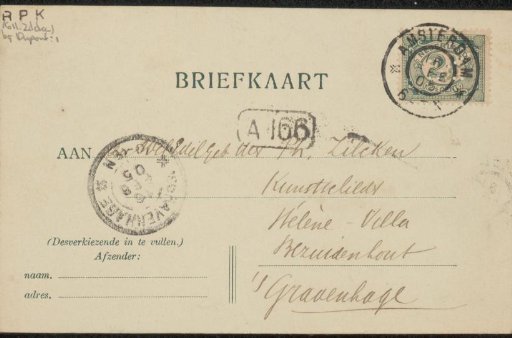 Postcard to Philip Zilcken