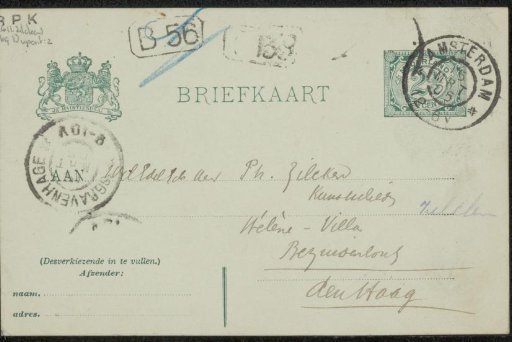 Postcard to Philip Zilcken
