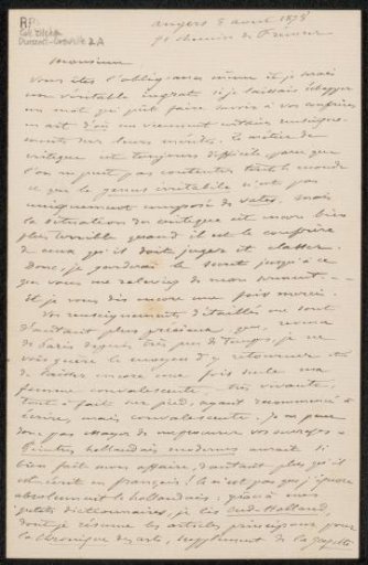 Letter to Philip Zilcken