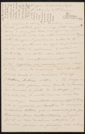 Letter to Philip Zilcken