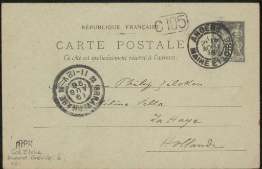 Postcard to Philip Zilcken