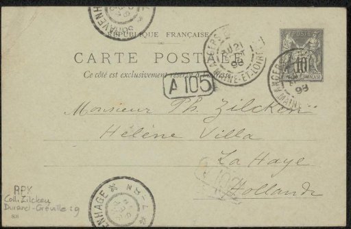 Postcard to Philip Zilcken