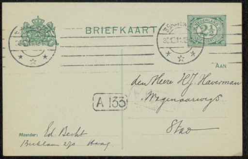 Postcard to Philip Zilcken