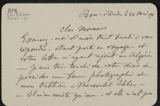 Letter to Philip Zilcken
