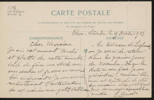 Postcard to Philip Zilcken