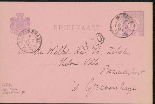 Postcard to Philip Zilcken