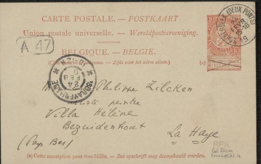 Postcard to Philip Zilcken