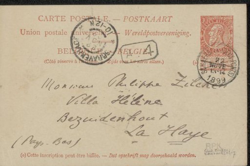 Postcard to Philip Zilcken
