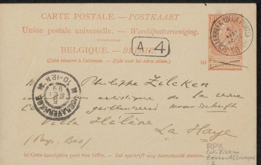Postcard to Philip Zilcken