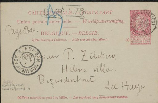 Postcard to Philip Zilcken