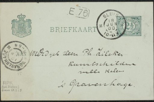 Postcard to Philip Zilcken