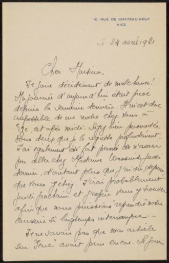 Letter to Philip Zilcken