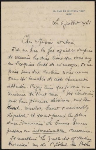 Letter to Philip Zilcken